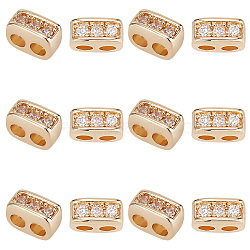 GOMAKERER 12Pcs Brass Pave Clear Cubic Zirconia Connector Charms, Oval Links, Real 14K Gold Plated, 2.5x5x3.5mm, Hole: 1.6mm(KK-GO0001-32)