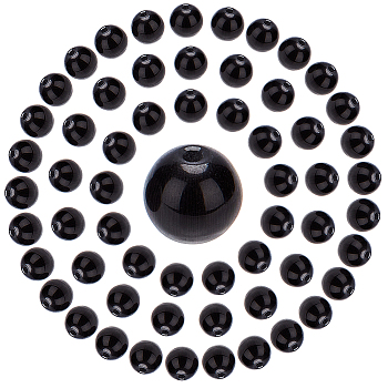 SUNNYCLUE 100Pcs Cat Eye Beads, Round, Black, 8mm, Hole: 1.2mm