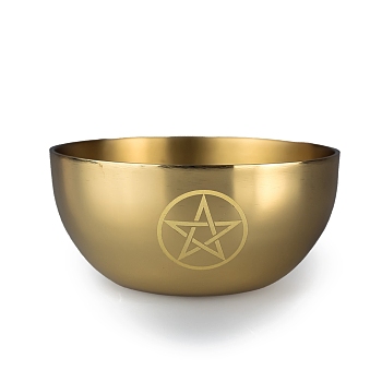 Brass Offering Bowl Ornament, for Altar Ceremony Ritual Use Decoration, Golden, Star, 80x35mm