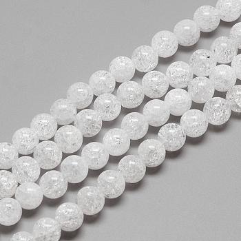Natural Crackle Quartz Crystal Beads Strands, Round, 7~8mm, Hole: 1mm, about 56pcs/strand, 15.7 inch