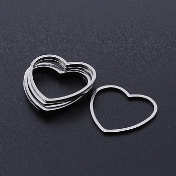 201 Stainless Steel Linking Rings, Laser Cut, Heart, Stainless Steel Color, 18x20x1mm, Inner Size: 14x18mm