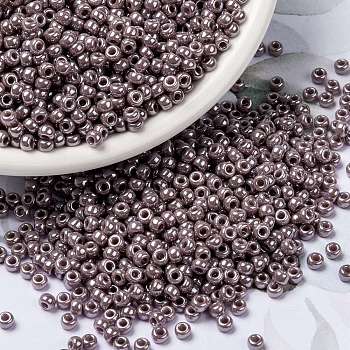 MIYUKI Round Rocailles Beads, Japanese Seed Beads, (RR437) Opaque Mauve Luster, 8/0, 3mm, Hole: 1mm, about 422~455pcs/10g
