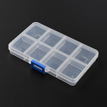 8 Grides Plastic Bead Storage Containers, Bead Orgainzer Box, Rectangle, Ghost White, 8.4x12.9x1.7cm
