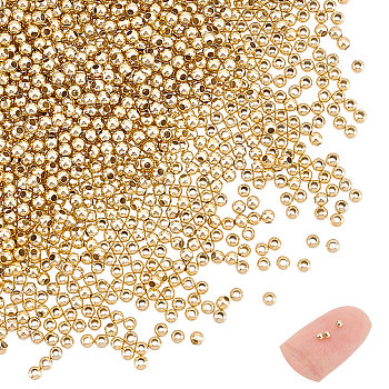 304 Stainless Steel Beads, Hollow Round, Golden, 2x2mm, Hole: 0.8mm, 1000pcs/box
