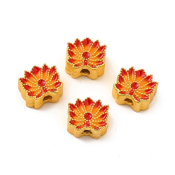 Alloy Beads, with Enamel, Lotus, Matte Gold Color, Colorful, 8x9x5mm, Hole: 2mm