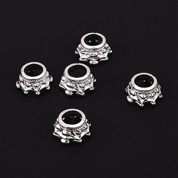 Alloy Bead Cones, Crown, Silver Color Plated, 14x10x7mm, Hole: 5x7mm