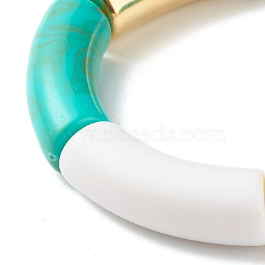 Pulsera elástica de cuentas de tubo curvo para niña mujer(BJEW-JB06941-02)-5