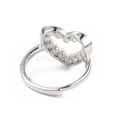 Plastic Pearl Hollow Out Heart Adjustable Ring(RJEW-L100-012P)-3