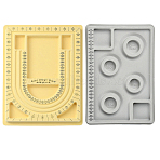 2Pcs 2 Styles Plastic Rectangle Bead Design Boards, Flocking PE Bead Design Boards, Necklace Bracelet Design Board, with Graduated Measurements, DIY Beading Jewelry Making Tray, Mixed Color, 32.5x23.5x2cm and 29x20x1.6cm, 1pc/style(TOOL-YW0001-85)