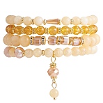4Pcs 4 Style Natural Topaz Jade & Synthetic Citrine Stretch Bracelets Set with Glass Beaded, Gemstone Jewelry for Women, Inner Diameter: 2-1/8 inch(5.5cm), 1Pc/style(BJEW-SW00105-07)