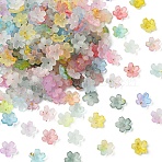 93G Frosted Acrylic Bead Caps, Glitter Beads, Flower, Mixed Color, 11x11mm, Hole: 1mm(FACR-YW0001-10I)
