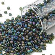 TOHO Round Seed Beads, Japanese Seed Beads, (180F) Transparent AB Frost Olivine, 8/0, 3mm, Hole: 1mm, about 222pcs/10g(X-SEED-TR08-0180F)