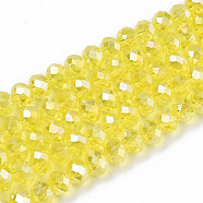 Electroplate Glass Beads Strands, AB Color Plated, Faceted, Rondelle, Champagne Yellow, 8x6mm, Hole: 1mm, about 72pcs/strand, 16.14 inch(41cm)(X-EGLA-A034-T8mm-B21)