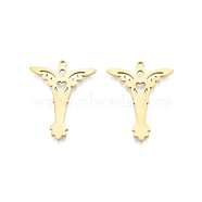 Ion Plating(IP) 201 Stainless Steel Pendant,  Angel, Real 18K Gold Plated, 32.5x25x1.5mm, Hole: 1.6mm(STAS-B027-28G)