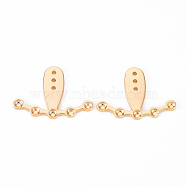 Brass Stud Earring Findings, Front Back Stud Earrings, Nickel Free, Real 18K Gold Plated, 16x23x1mm, Hole: 1mm(KK-Q766-016-NF)