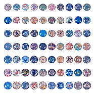PandaHall Elite Printed Picture Glass Cabochons, Half Round/Dome, Floral Series, Mixed Color, 24.5~25x6~7mm(GGLA-PH0005-25mm-001)