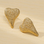 304 Stainless Steel Stud Earrings, Frosted Arc, Golden, Heart, 23.6x18mm(EJEW-S226-06G-04)