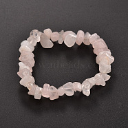 Chips Natural Rose Quartz Beaded Stretch Bracelets, 1-3/4 inch(4.5cm)(X-BJEW-JB01826-02)