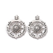 Tibetan Style Alloy Pendants, Compass, Antique Silver, 51x40x6mm, Hole: 6x3.5mm(FIND-H041-06AS)