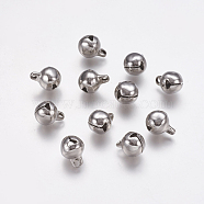 304 Stainless Steel Bell charms, Stainless Steel Color, 13x10mm, Hole: 2mm(STAS-L021-07C)