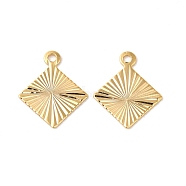 Brass Pendants, Real 18K Gold Plated, Rhombus, 15.5x12.5x0.5mm, Hole: 1.4mm(KK-F087-02G-01)