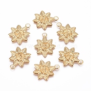 304 Stainless Steel Pendants, Sun Flower, Golden, 20x15.5x1.2mm, Hole: 2mm(STAS-D233-15G)