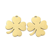 PVD Vacuum Plating 304 Stainless Steel Pendants, Clover Charms, Real 18K Gold Plated, 16x15x0.9mm, Hole: 1mm(STAS-L278-051G)