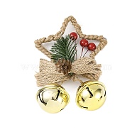 Christmas Plastic Star with Bell Pendant Decorations, for Christmas Tree Hanging Ornaments, BurlyWood, 140x89x40mm, Hole: 16x18mm(AJEW-S088-01B)