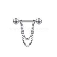 304 Stainless Steel Nipple Rings, Nipple Piercing Pin, Stainless Steel Color, 19mm, Pin: 1.6mm(WG424A2-18)