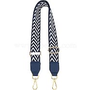 Stripe Pattern Adjustable Cotton Bag Strap, with Light Gold Alloy Swivel Clasps, for Bag Replacement Accessories, Midnight Blue, 86.5~140x3.9x1.1cm(AJEW-WH0254-63B)