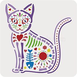 Large Plastic Reusable Drawing Painting Stencils Templates, for Painting on Scrapbook Fabric Tiles Floor Furniture Wood, Square, Cat Pattern, 300x300mm(DIY-WH0172-694)