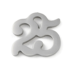 Non-Tarnish 304 Stainless Steel Charms, Number 25 Charms, Stainless Steel Color, 10.5x11x1.2mm, Hole: 1.4mm(X-STAS-L279-017P)