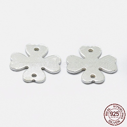 925 Sterling Silver Links, Clover, with S925 Stamp, Silver, 10x10x0.8mm, Hole: 1mm(STER-I014-20S)