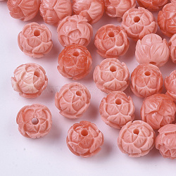 Synthetic Coral Beads, Dyed, Two Tone, Lotus, Light Coral, 10x10.5mm, Hole: 1.6mm(X-CORA-R017-03B)
