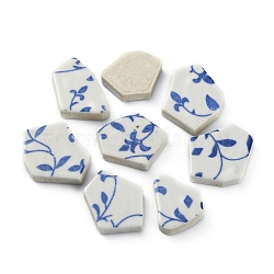 Porcelain Mosaic Tiles, Irregular Shape Mosaic Tiles, for DIY Mosaic Art Crafts, Picture Frames and More, Flower Pattern, Steel Blue, 23.5~47x20.5~37.5x5~5.5mm, about 70pcs/500g(DIY-WH0304-333D)