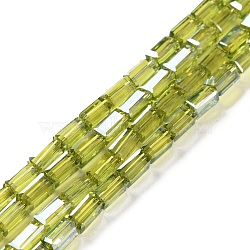 Electroplate Transparent Glass Beads Strands Pearl Luster Plated, Facted, Rectangle, Yellow, 4.8~5x2.5~3x2.5~3mm, Hole: 1mm, about 96pcs/strand, 18.90''(48cm)(EGLA-H106-01A-PL05)