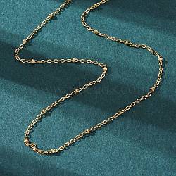 PVD Vacuum Plating 304 Stainless Steel Cable Chains Necklaces, with Lobster Claw Clasps, Golden, 17.7 inch(45cm), 1.5x0.4mm, beads: 2.3x1.2mm(X-MAK-L015-41G)