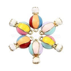 30Pcs 3 Colors Alloy Enamel Pendants, Hot Air Balloon, Light Gold, Mixed Color, 17.5~18x9.5x5mm, Hole: 1.2mm, 10pcs/color(ENAM-CJ0002-38)