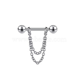 304 Stainless Steel Nipple Rings, Nipple Piercing Pin, Stainless Steel Color, 19mm, Pin: 1.6mm(WG424A2-18)