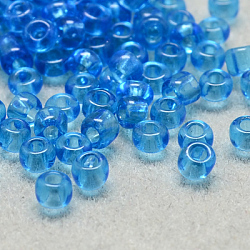 12/0 Grade A Round Glass Seed Beads, Transparent Colours, Royal Blue, 12/0, 2x1.5mm, Hole: 0.8mm, about 30000pcs/bag(SEED-Q006-F15)