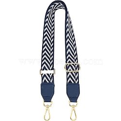 Stripe Pattern Adjustable Cotton Bag Strap, with Light Gold Alloy Swivel Clasps, for Bag Replacement Accessories, Midnight Blue, 86.5~140x3.9x1.1cm(AJEW-WH0254-63B)