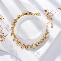 Rack Plating Brass Link Bracelets for Women, Cadmium Free & Lead Free, Long-Lasting Plated, Teardrop, Real 18K Gold Plated, 7-5/8 inch(19.3cm)(BJEW-C086-01G)