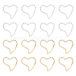 60Pcs 2 Colors Brass Linking Rings, Long-Lasting Plated, Heart, Mixed Color, 10x10x1mm, Inner Diameter: 8x8mm, 30pcs/color(KK-GO0001-28)