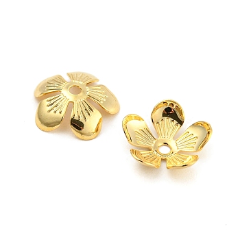 Ion Plating(IP) 304 Stainless Steel Bead Caps, 5-Petal, Flower, Golden, 11x11x3mm, Hole: 1.6mm