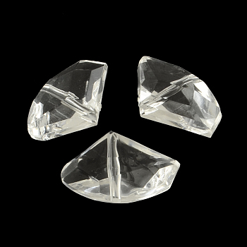Faceted Fan Transparent Acrylic Beads, for Name Bracelets & Jewelry Making, Clear, 16.5x26.5x9.5mm, Hole: 2mm, about 233pcs/500g