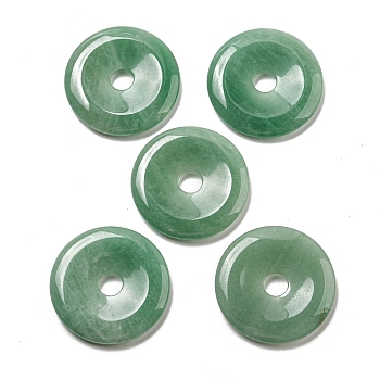 Natural Green Aventurine Pendants, Donut/Pi Disc Charms, 50x6.5~7.5mm, Hole: 10mm
