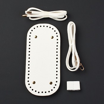 (Defective Closeout Sale: Oxidated), DIY PU Leather Knitting Crochet Bags, with Bottom and Shoulder Strap, for DIY Craft Shoulder Bags Accessories, White, 121cm