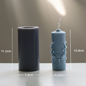 Column with Flower Food Grade DIY Silicone Candle Molds, For Candle Making, Gray, 5.6x11.3cm