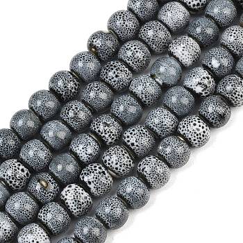 Handmade Fancy Antique Glazed Porcelain Ceramic Round Beads Strands, Gray, 8mm, Hole: 2mm, about 40~42pcs/strand, 12 inch