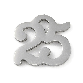 Non-Tarnish 304 Stainless Steel Charms, Number 25 Charms, Stainless Steel Color, 10.5x11x1.2mm, Hole: 1.4mm